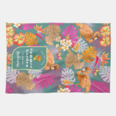 Flamingo Garden Turquoise Theedoek (Horizontaal)
