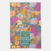 Flamingo Garden Turquoise Theedoek (Verticaal)