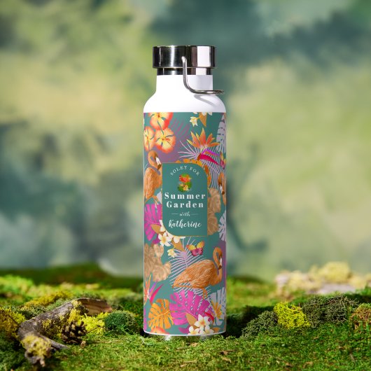 Flamingo Garden Turquoise Waterfles (Buiten (Gedraaid) )