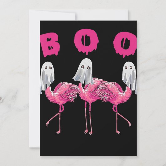 Flamingo | Geest Flamingo Boo Halloween Kostuum Feestdagenkaart (Voorkant)