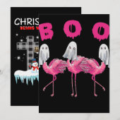Flamingo | Geest Flamingo Boo Halloween Kostuum Feestdagenkaart (Voorkant / Achterkant)