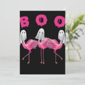 Flamingo | Geest Flamingo Boo Halloween Kostuum Feestdagenkaart (Staand voorkant)