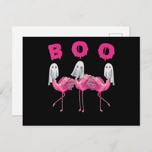 Flamingo | Geest Flamingo Boo Halloween Kostuum Uitnodiging Briefkaart (Voorkant / Achterkant)