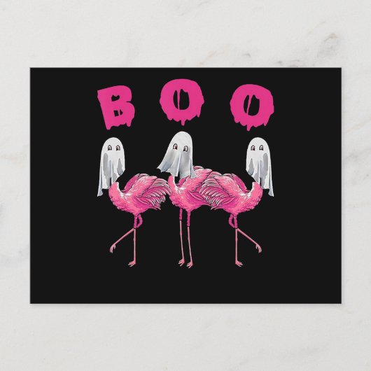 Flamingo | Geest Flamingo Boo Halloween Kostuum Uitnodiging Briefkaart (Voorkant)