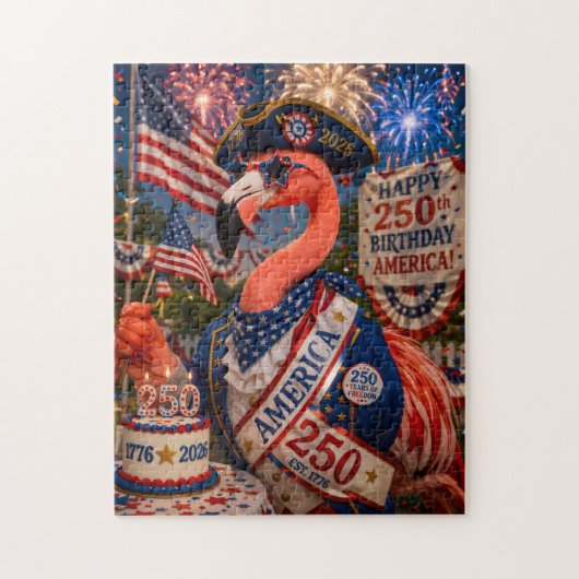 Flamingo Gefeliciteerd 250e Verjaardag Amerika 4 j Legpuzzel (Verticaal)