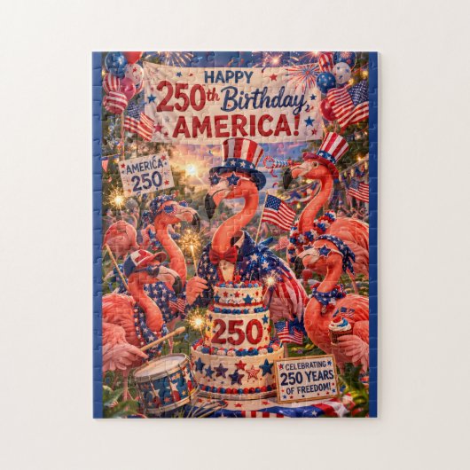 Flamingo Gefeliciteerd 250e Verjaardag Amerika 4 j Legpuzzel (Verticaal)