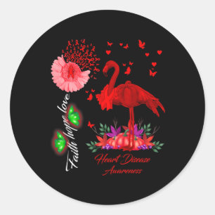 Flamingo geloof hoop liefde hartziekte bewustzijn ronde sticker
