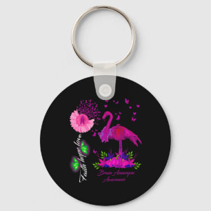 Flamingo geloof hoop liefde hersenaneurysma bewust sleutelhanger
