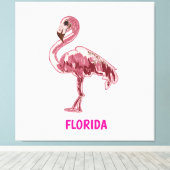 Flamingo gemalter pinker Flamingo  Canvas Afdruk (Insitu (Houten vloer))