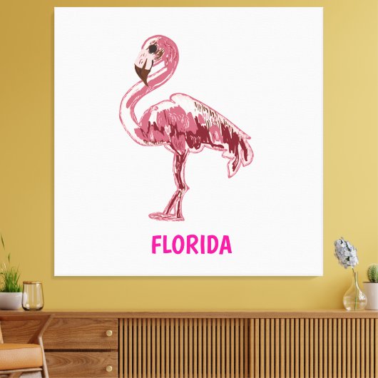Flamingo gemalter pinker Flamingo  Canvas Afdruk (Insitu (Woonkamer))