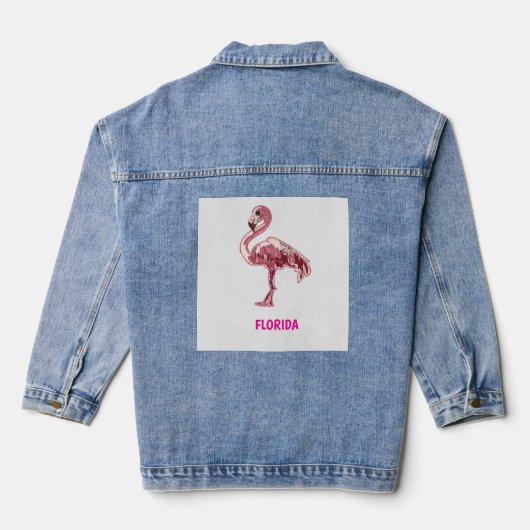 Flamingo gemalter pinker Flamingo  Denim Jacket (Achterkant)