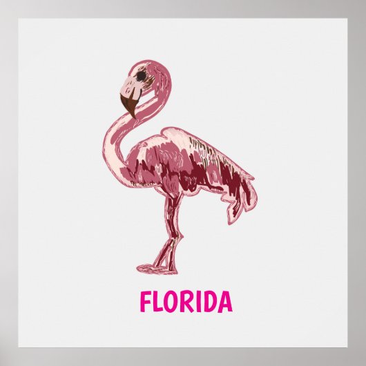 Flamingo gemalter pinker Flamingo  Poster (Voorkant)