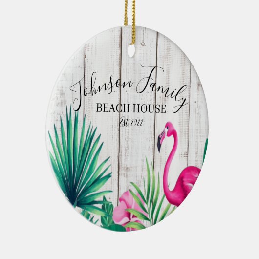 Flamingo Gepersonaliseerde Kerstversiering Keramisch Ornament (Rechts)