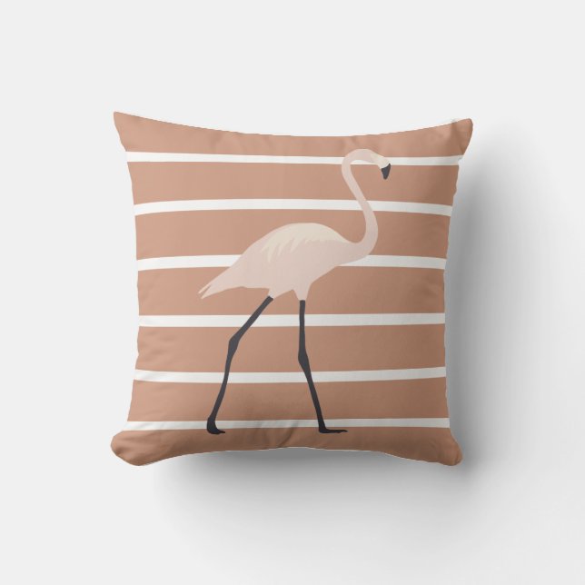 Flamingo Gestreepte  Buitenkussen (Voorkant)