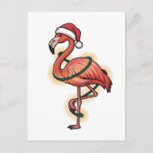 Flamingo gewikkeld in een lichtroze kerstvogel uitnodiging briefkaart (Voorkant)