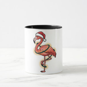 Flamingo gewikkeld in kerstlicht Roze vogel Mok