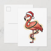 Flamingo gewikkeld in kerstlicht Roze vogel    Uitnodiging Briefkaart (Voorkant / Achterkant)