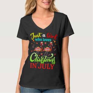 Flamingo gewoon een meisje dat van Kerstmis houdt T-shirt