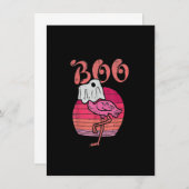 Flamingo Ghost Boo Pink Sunset Retro Halloween Bir Kaart (Voorkant / Achterkant)