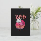 Flamingo Ghost Boo Pink Sunset Retro Halloween Bir Kaart (Staand voorkant)