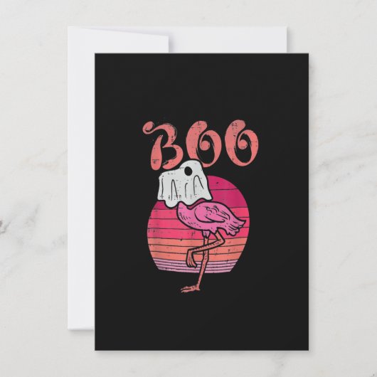 Flamingo Ghost Boo Pink Sunset Retro Halloween Bir Kaart (Voorkant)