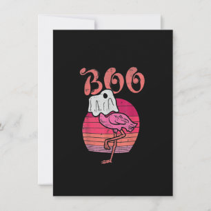 Flamingo Ghost Boo Pink Sunset Retro Halloween Bir Kaart
