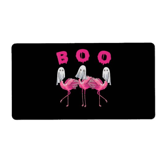 Flamingo | Ghost Flamingo Boo Halloween Costume Etiket (Voorkant)