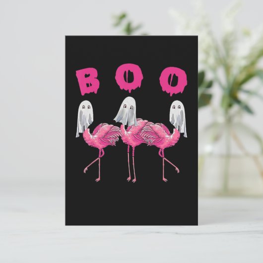 Flamingo | Ghost Flamingo Boo Halloween Costume Informatiekaartje (Staand voorkant)