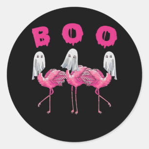Flamingo   Ghost Flamingo Boo Halloween Costume Ronde Sticker
