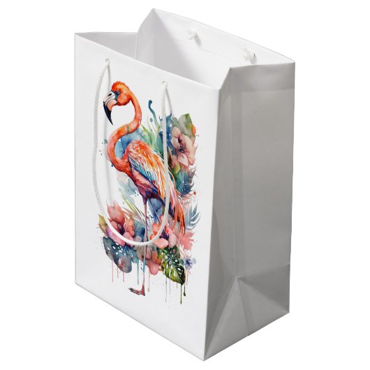 Flamingo Gift Bag Medium Cadeauzakje (Achterkant Gekanteld)