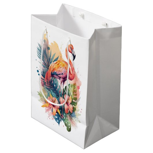 Flamingo Gift Bag Medium Cadeauzakje (Voorkant Gekanteld)