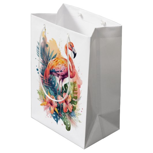 Flamingo Gift Bag Medium Cadeauzakje (Achterkant Gekanteld)