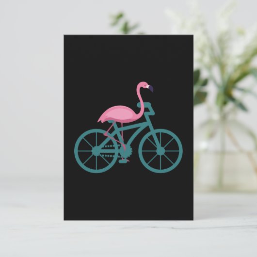 Flamingo gift fietser bedankkaart (Staand voorkant)