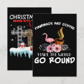 Flamingo Gift | Flamingo en koffie Bedankkaart (Voorkant / Achterkant)