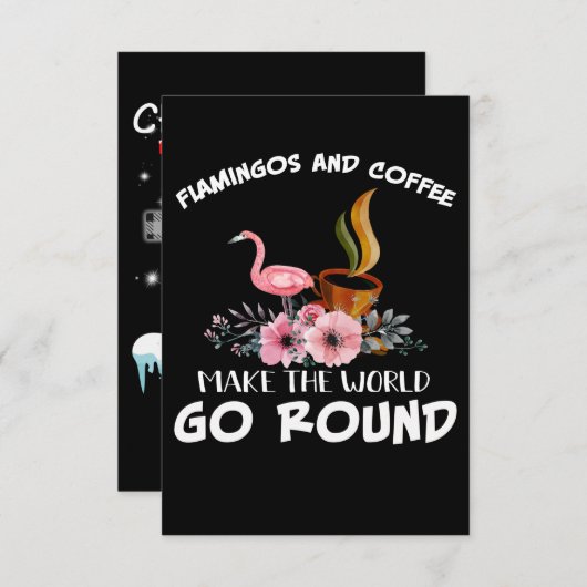 Flamingo Gift | Flamingo en koffie Bedankkaart (Voorkant / Achterkant)