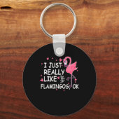 Flamingo Gift | Ik hou van Flamingo OK Sleutelhanger (Voorkant)