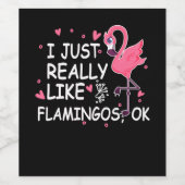 Flamingo Gift | Ik hou van Flamingo OK Wijn Etiket (Enkel label)