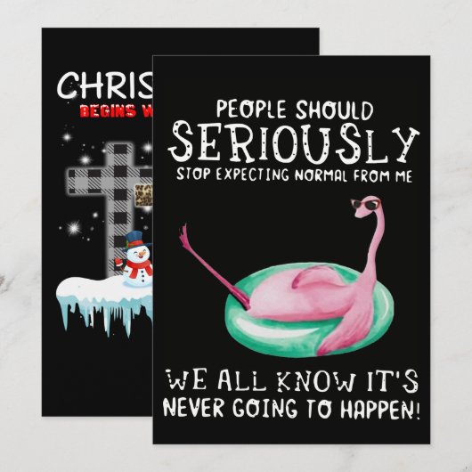 Flamingo Gift | Mensen moeten serieus Flamingo nem Feestdagenkaart (Voorkant / Achterkant)