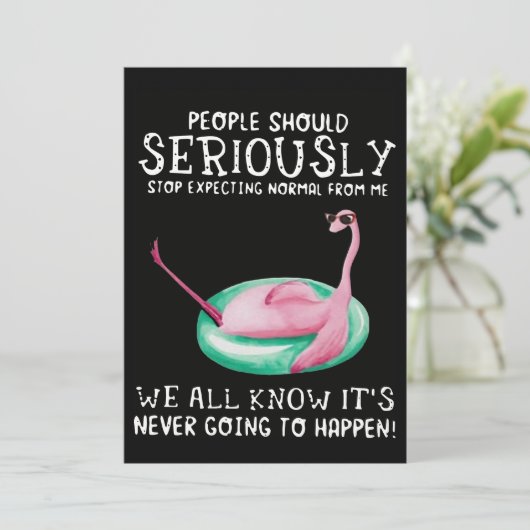 Flamingo Gift | Mensen moeten serieus Flamingo nem Feestdagenkaart (Staand voorkant)