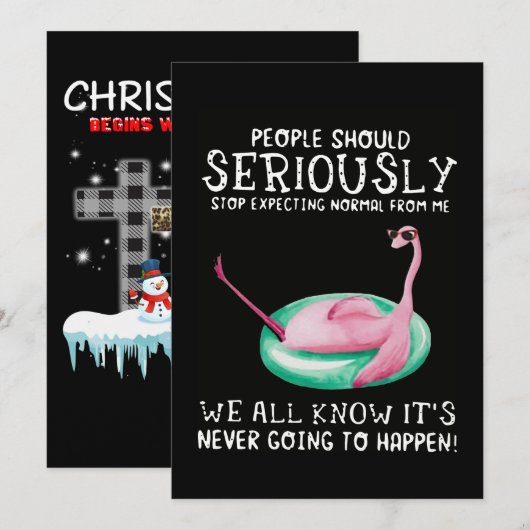 Flamingo Gift | Mensen moeten serieus Flamingo nem Kaart (Voorkant / Achterkant)