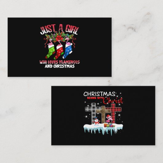 Flamingo Gift | Wie houdt van Flamingo en Kerstmis Informatiekaartje (Voorkant / Achterkant)