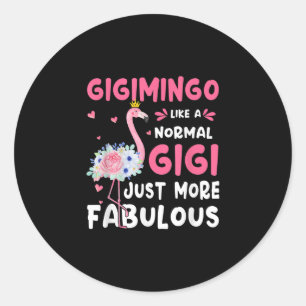 Flamingo Gigimingo als een normale Nana schept gra Ronde Sticker