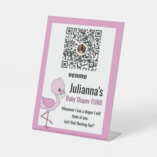 Flamingo Girl | Baby shower ideeën Reclamebord Met Voetstuk (Voorkant)