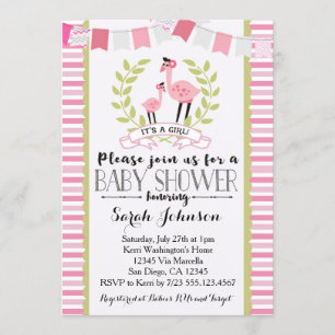 Flamingo Girl Baby shower Invitation Kaart