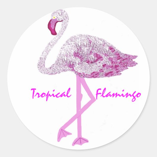 Flamingo Glory Ronde Sticker (Voorkant)