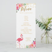 Flamingo Gold Wedding Menu Kaart (Staand voorkant)