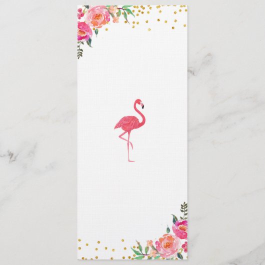 Flamingo Gold Wedding Menu Kaart (Achterkant)