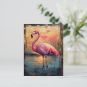 Flamingo Golden Sunset Paint Briefkaart (Staand voorkant)