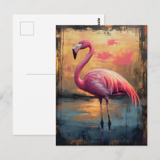 Flamingo Golden Sunset Paint Briefkaart (Voorkant / Achterkant)