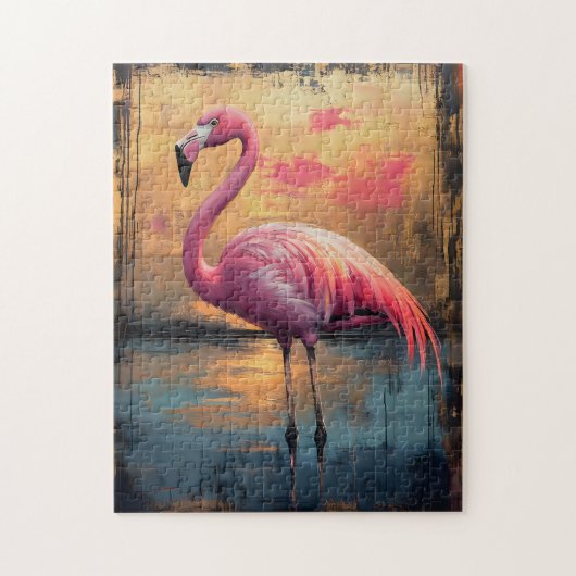 Flamingo Golden Sunset Paint Legpuzzel (Verticaal)